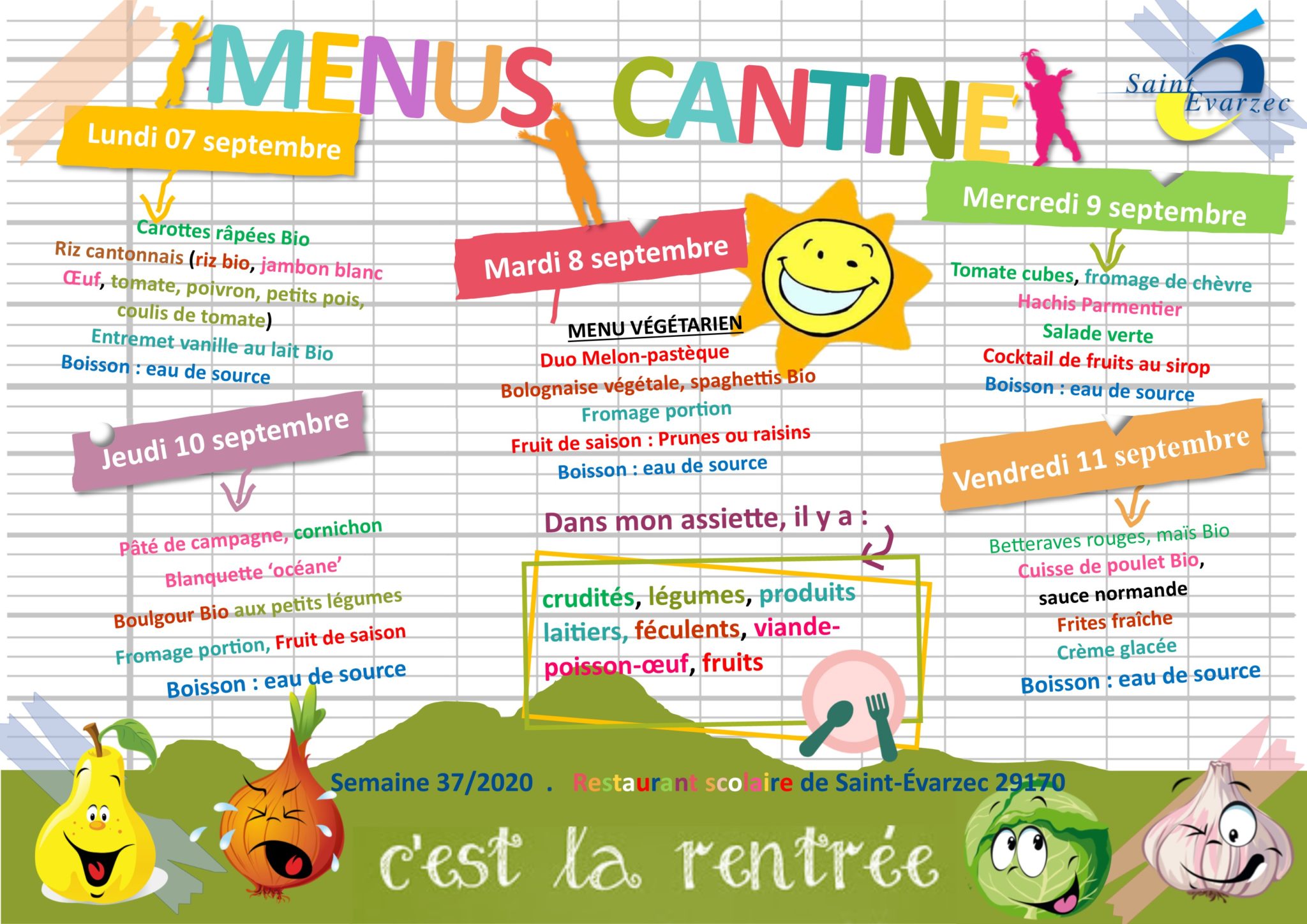 Menus Du Restaurant Scolaire Du Au Septembre Mairie De